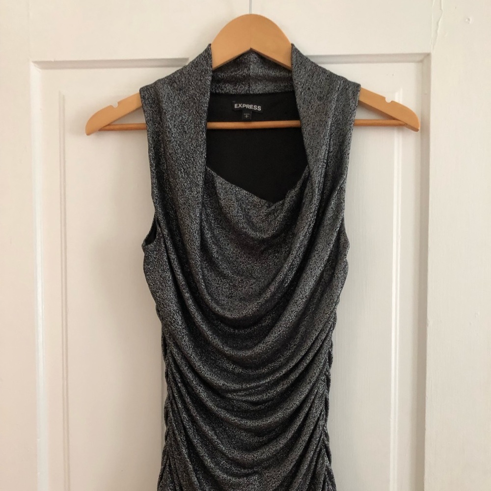 Express Draped Ruched Silver Top